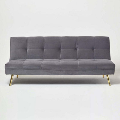 B&Q -  Laurie Velvet Click Clack Sofa BedDark Grey