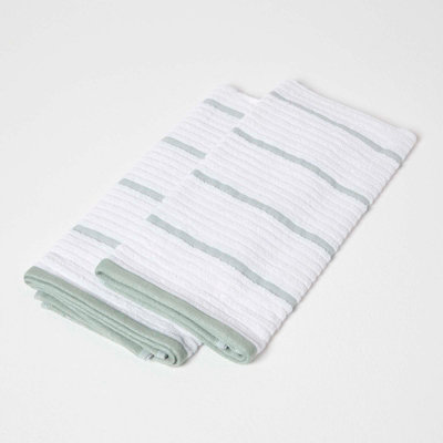 Homescapes Sage Green Cotton Tea Towel Set Of Two from B&Q