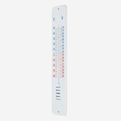 Homescapes Silver Metal Wall Thermometer, 45 Cm