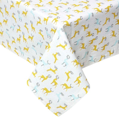 Homescapes Majestic Stag 100% Cotton Grey Christmas Tablecloth 178 X 305 Cm from B&Q