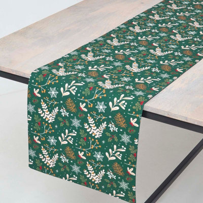 Homescapes Festive Forest Green Christmas Table Runner 35 X 250 Cm from B&Q