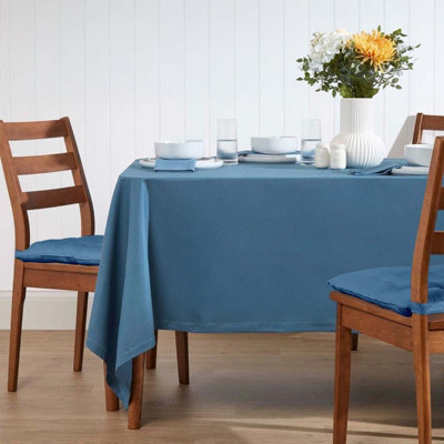 Homescapes Airforce Cotton Tablecloth 178 X 300 Cm Blue