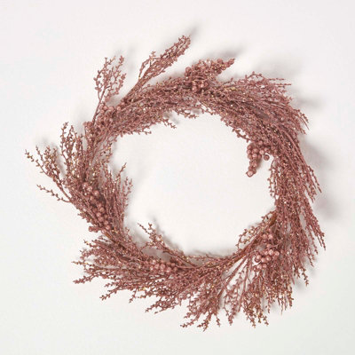 Homescapes Glitter Rose Gold Christmas Wreath from B&Q