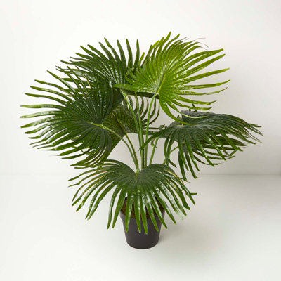 B&Q -  Artificial Green Handcrafted Fan Palm Tree In Pot80 Cm