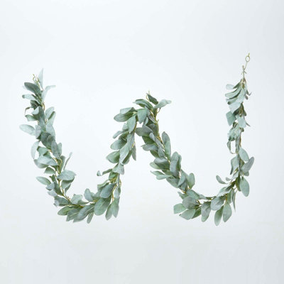 Homescapes Artificial Green Handcrafted Lambs Ear Foliage Garland190 Cm from B&Q