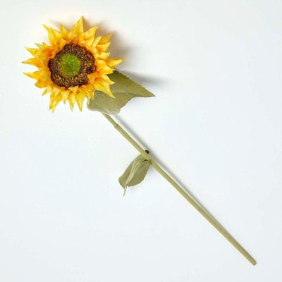 Homescapes Yellow Artificial Handcrafted Sunflower Single Stem, 80 Cm