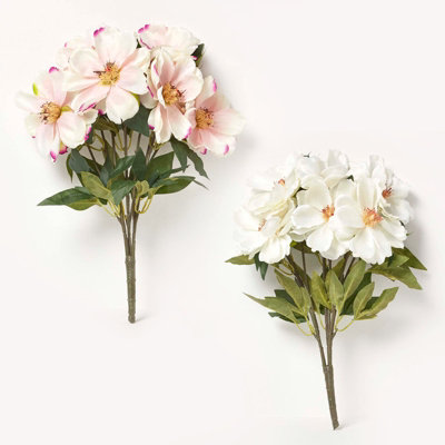 Homescapes Set Of 2 Artificial Pink & Cream Handcrafted Magnolia Bouquets50 X 25 Cm from B&Q