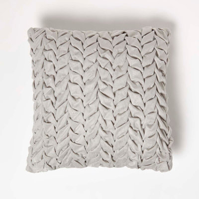 B&Q -  Grace Pleated Grey Velvet Cushion