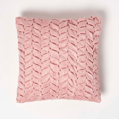 B&Q -  Grace Pleated Pink Velvet Cushion