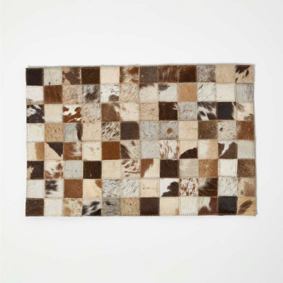 Homescapes Brown Block Check Leather Placemats Set Of Size 4