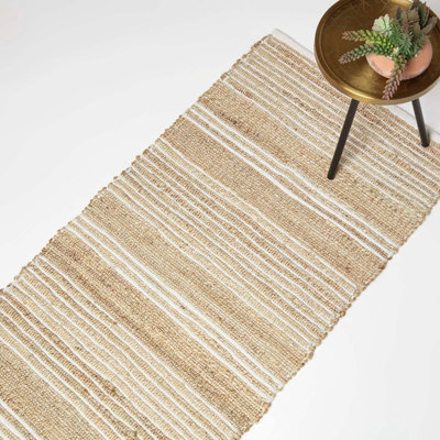 Homescapes Arlyn Natural Striped Handwoven Jute Hallway Runner Rug, 66 X 200 Cm Size 45