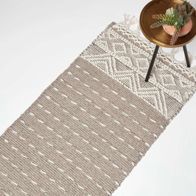 Homescapes Beige Patna & Natural Kilim Runner Wool Rug 66 X 200 Cm 200Cm
