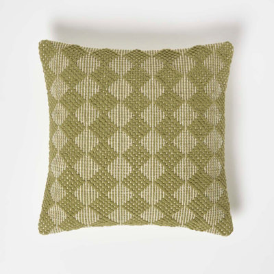 Homescapes Lima Handwoven Textured Cushion 45 X 45 Cm Green
