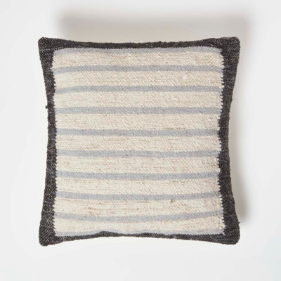 Homescapes Veria Handwoven Grey Stripe Kilim Cushion 45 X 45 Cm from B&Q