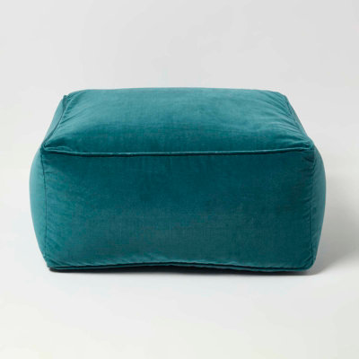 B&Q -  Teal Green Velvet Pouffe Bean Cube