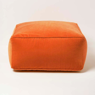 B&Q -  Burnt Orange Velvet Pouffe Bean Cube