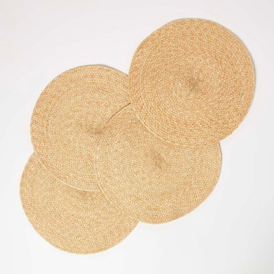 Homescapes Handwoven Round Placemats Set Of 4 Gold