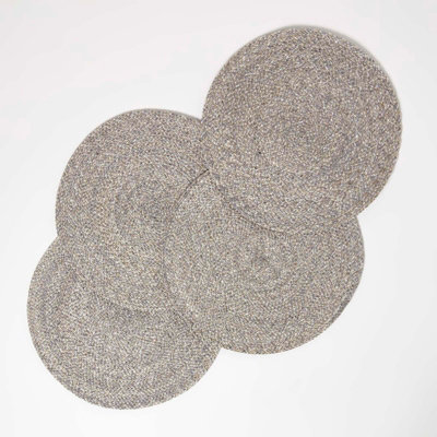 Homescapes Handwoven Round Placemats Set Of 4 Silver