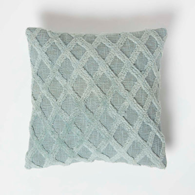 Homescapes Homescpaes Geometric Diamond Tufted Cotton Cushion 45 X 45 Cm Green