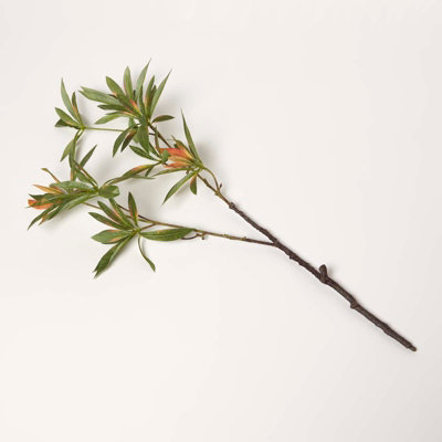 Homescapes Artificial Handcrafted Elaeocarpus Leaf Single Stem Spray, 92 Cm Green