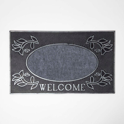 Homescapes Silver 'welcome' Door Mat75 X 45 Cm from B&Q
