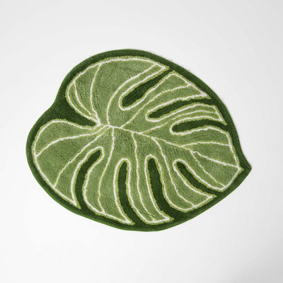 Homescapes Green Leaf Bath Mat 100% Cotton65 X 80 Cm from B&Q
