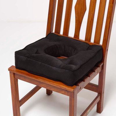 Homescapes Black Faux Suede Coccyx Cushion With Ties