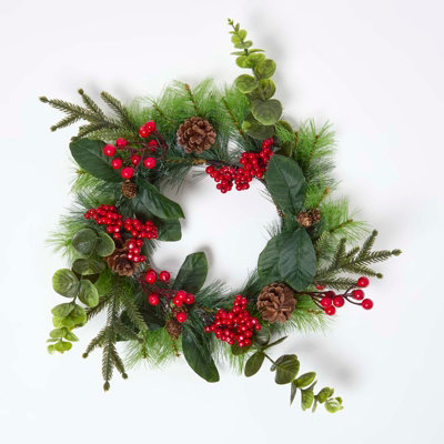 Homescapes Artificial Winter Woodland And Eucalyptus Wreath from B&Q