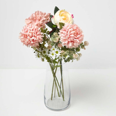 Homescapes Artificial Handcrafted Bouquet Of Peonies & Daisies, 65 Cm Pink