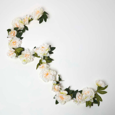 Homescapes Artificial Ivory Handcrafted Peony Flower Garland180 Cm from B&Q