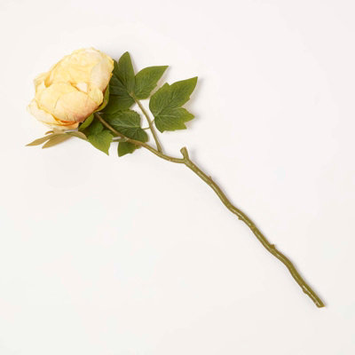Homescapes Artificial Yellow Handcrafted Dried Peony Flower Stem48 Cm from B&Q