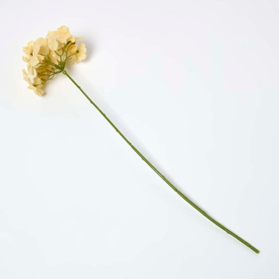 Homescapes Yellow Artificial Handcrafted Hydrangea Flower Stem, 60 Cm
