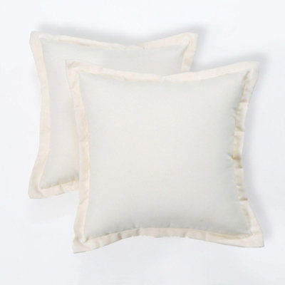 Homescapes Luxury Outdoor Cushions 2 Set, Waterproof Filled Cushions, Soft-Touch, Plain Natural, For Garden And Indoors, 45X45 Cm Cream