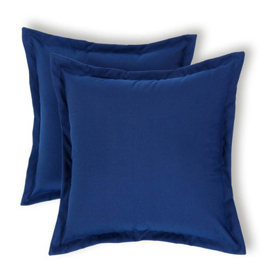 Homescapes Luxury Outdoor Cushions 2 Set, Waterproof Filled Cushion, Soft-Touch, Plain Navy For Garden And Indoors, 45X45 Cm Blue