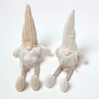 Homescapes Set Of 2 Christmas Gonks In And Gold/Silver