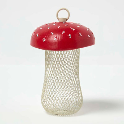 Homescapes Red Mushroom Hanging Bird Feeder from B&Q