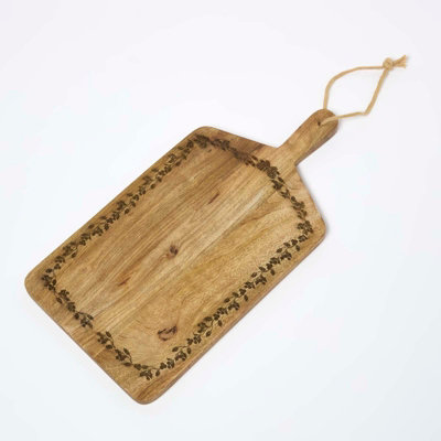 Homescapes Etched Christmas Holly Mango Wood Chopping Board from B&Q