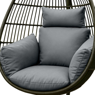 Homescapes Egg Chair Cushion GreyWaterproof Hanging Swing Chair Cushion With Removable Headrest & Ties from B&Q