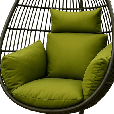 Homescapes Egg Chair Cushion GreenWaterproof Hanging Swing Chair Cushion With Removable Headrest & Ties from B&Q