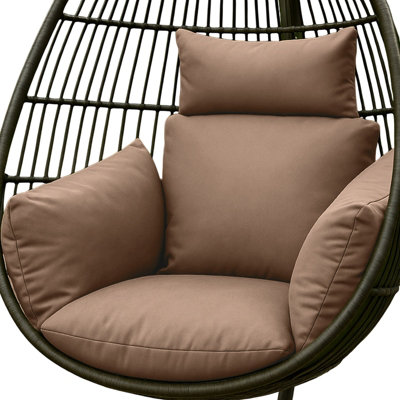 Homescapes Egg Chair Cushion BeigeWaterproof Hanging Swing Chair Cushion With Removable Headrest & Ties from B&Q