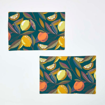 Homescapes 100% Cotton Citrus PlacematsSet Of 2 from B&Q