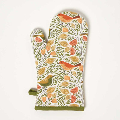 Homescapes 100% Cotton Song Bird Oven Mitt from B&Q