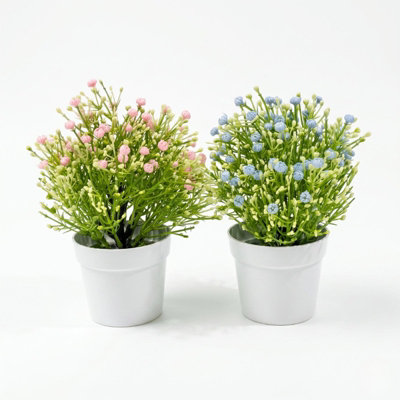 B&Q -  Artificial Baby's Breath Potted PlantSet Of 2 Faux Gypsophila