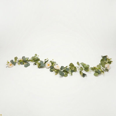 Homescapes Artificial Eucalyptus & Rose Garland from B&Q