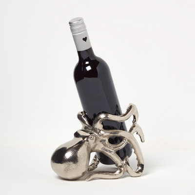 Homescapes Unisex Silver Polished Octopus Wine Bottle Holder - Image 7