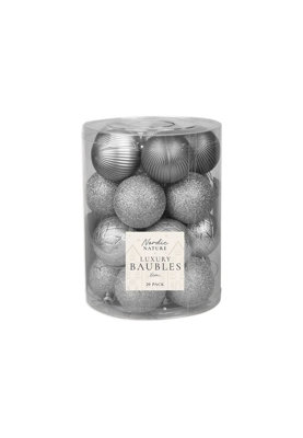 20 Pack Silver Luxury Bauble Set from B&Q