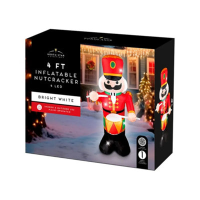 B&Q White/Red/Green Tall Inflatable Led Nutcracker Christmas 120Cm