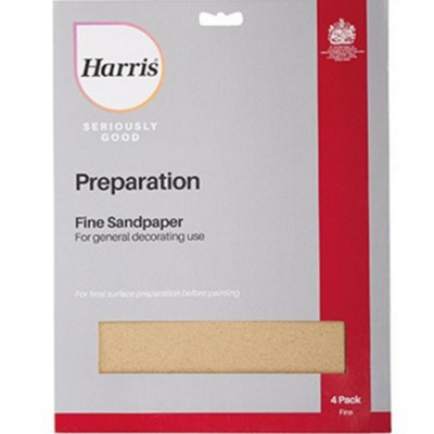 Harris Preparation  Sandpaper  Fine 4Pk from B&Q