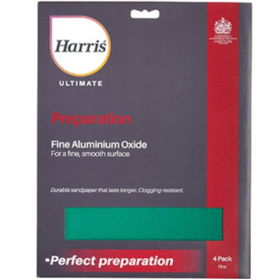 Harris Ultimate Preparation  Aluminium Oxide Sandpaper  Fine 4Pk from B&Q