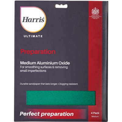 Harris Ultimate Preparation  Aluminium Oxide Sandpaper  Medium 4Pk from B&Q